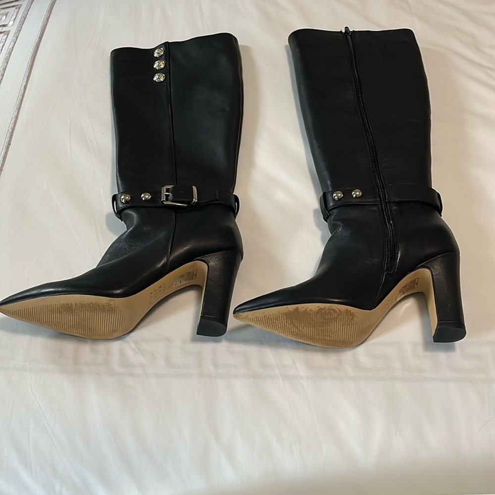 WHBM black leather boots. Size 8M. Worn one time.